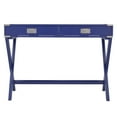 thumbnail image 3 of Weston Home Wood X-Base Campaign Writing Desk with Drawers, Twilight Blue, 3 of 4