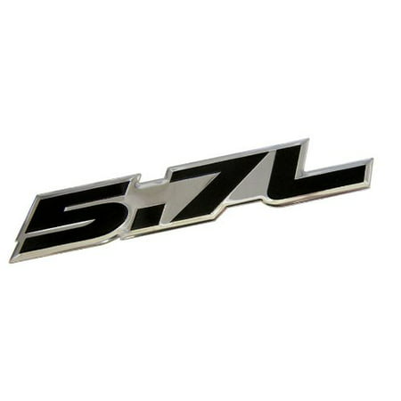 5.7L Liter in BLACK on SILVER Highly Polished Aluminum Car Truck Engine Swap Nameplate Badge Logo Emblem for Toyota Tundra Sequoia V8 Chevy 350 Tahoe Suburban 1500 Camaro Dodge Challenger