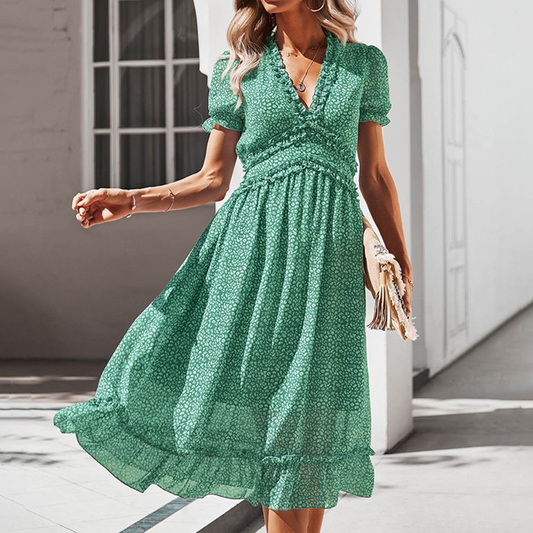 short sleeve spring dresses for women Women's Tiered Short Sleeve Dress - LASCANA