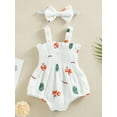 thumbnail image 2 of Bagilaanoe Newborn Baby Girl Summer Rompers Print Sleeveless Bodysuits + Headband Infant One Piece Jumpsuit, 2 of 7