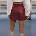 thumbnail image 4 of FAKKDUK Faux Leather Shorts for Women High Waist Wide Leg Stretchy Shorts with Pockets Short PU Leather Pants Womens Shorts Casual Summer Ladies Women Hot Shorts 2023, XXL&Wine, 4 of 5