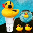 thumbnail image 1 of Difusor de cloro para piscina, dispensador de cloro flotante Difusor de cloro para piscina, cloro flotante para piscina con luz solar, soporte para dispensador de piscina grande 6 tabletas de 3" (pato, 1 of 5