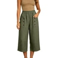 thumbnail image 6 of SHTXOZHI Elastic Waist Cropped Pants for Women Straight Leg Button Down Capris Casual Dressy Pants with Pockets, 6 of 6