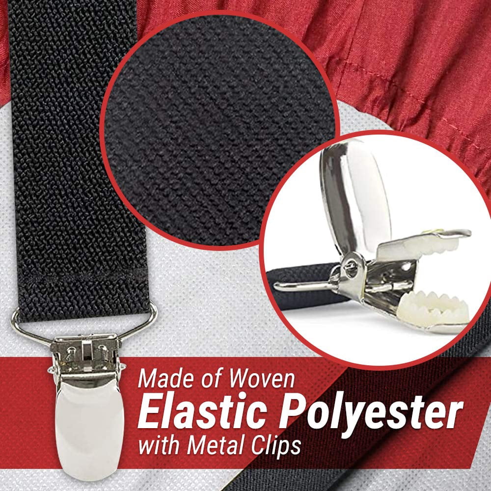 Hold’em Bed Sheet Fastener Suspenders - Adjustable, Crisscross Sheet Strap Holder Clips, White