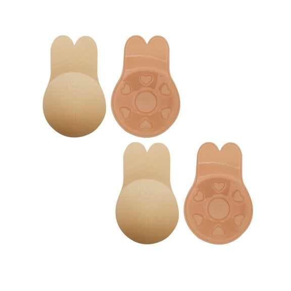 Youloveit 2 Pack Apricot Bras Push up Silicone Bra Self Adhesive Strapless Sticky Invisible for Backless Dress with Nipple Covers Aprocot