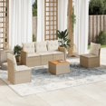 thumbnail image 1 of vidaXL 6 Piece Garden Sofa Set with Cushions Beige Poly Rattan, 1 of 5