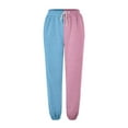 thumbnail image 4 of Baberdicy Sweatpants Women Fashion Women's Loose Breathable Color Blocking Gradient Casual Pants Side Pockets Leg Opening Drawstring Seasonal Casual Pants Sweatpants D-Pink, 4 of 4