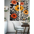 thumbnail image 4 of Orange Yellow Black Botanical Sheer Curtains for Living Room Bedroom Elegant Leaf Tropical Sheer Curtains 63 Inch Long 2 Panels Set Light Filtering Curtain Window Treatments Drapes for Dining Room, 4 of 6