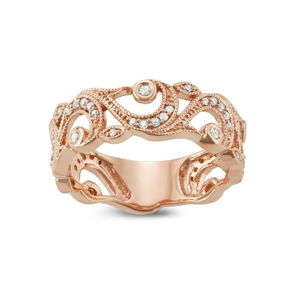 MyDiamondBox 1/4 Carat Total Weight (cttw) 10K Rose Gold Diamond Fashion Band (Size: 5)