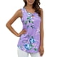 thumbnail image 4 of Chaleco de mujer Boho sin mangas sin mangas con estampado floral camiseta con cuello en V, morado claro, M sidaley AP002566-12, 4 of 7