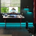 thumbnail image 2 of Bestier 63 inch Gaming Desk with RGB LED Lights PC Computer Desk with Controller Stand Cup Holder Headphone Hook Red, 2 of 7
