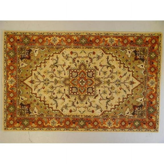 Lifestyles LS-RM34 8 x 11 ft. Kavera 100 Percent Long Fiber Wool Hand Made Rug- Beige & Brick