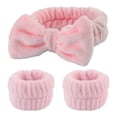thumbnail image 2 of Fiudx Bandas de Muñecas, Corales de Vellón Coral, Bandas de Cabello de Franela Suave, Ideales de Lavado Facial y Yoga, Artículos Esenciales Diarios de Niñas, Juego Reutilizable de 3 Piezas, 2 of 2