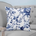 thumbnail image 4 of 18x18 Pillow Covers Set of 2, White Blue Spring Floral Throw Pillow Covers Decorative Couch Cushion Case, Summer Botanical Hummingbird Microfiber Square Pillowcases for Bedroom Car Living Room, 4 of 7