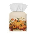 thumbnail image 2 of POLERO Square Tissue Box Cover, Waterproof Pu Leather Car Tissue Holder with Metal Button Thanksgiving Pumpkin Napkin Holder Organizer for Bathroom, Bedroom, Hotel, Office Desk 5.1"X5.1"X5.5", 2 of 7