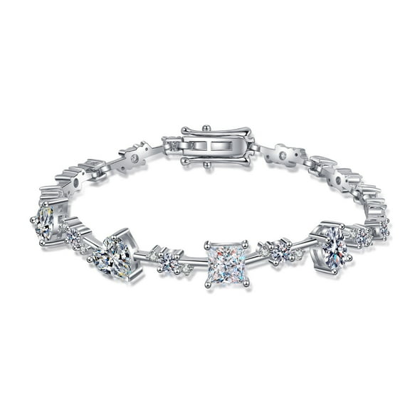 Moissanite Chain Bracelet for Women 6/6.5/7 inches D Color VVS1 S925 Sterling Silver Diamond Bracelets Women's Link Bracelets