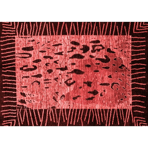 Ahgly Company Machine Washable Indoor Rectangle Animal Red Modern Area Rugs, 8' x 10'