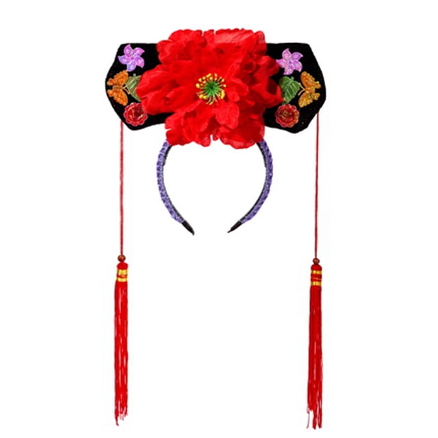 Diademas de estilo chino con aros para el pelo, diademas decorativas de princesa con borlas y flores chinas.