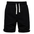 thumbnail image 2 of pstuiky Pantalones cortos para hombre, Pantalones casuales de moda para hombre, lisos, con cordón, cintura elástica, pierna recta corta Pantalones cortos de baloncesto, 2 of 3