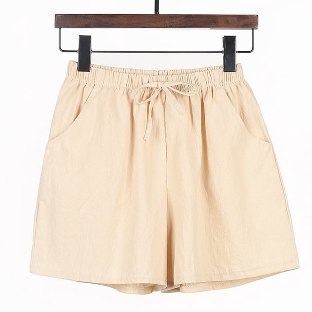 DPTALR Shorts Décontractés en Crêpe de Coton Uni pour Femmes
