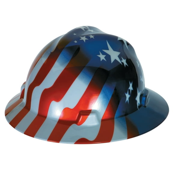MSA 10071157 American Freedom Series Stars and Stripes V-Gard Slotted Protective Hat
