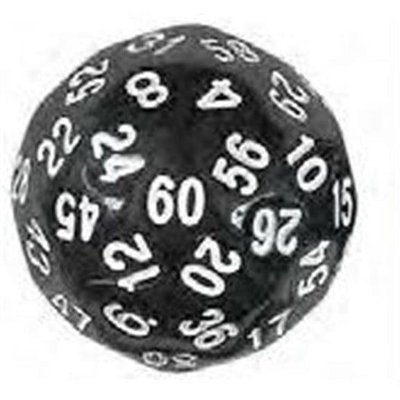 Single Dice D60 35mm Single Black With White Numbers