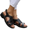 thumbnail image 2 of Domuza Ankle Buckle Strap Sandals for Women Open Toe Slip On Sandals with Arch Support Retro Sandal Summer Casual Wedge Sandals Black 9（EU-42）, 2 of 4