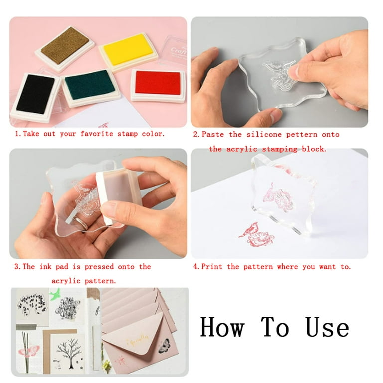 EUBUY 7pcs/set Transparent Acrylic Clear Stamp Block Pad Scrapbooking DIY  Handmade Tool Curve Edges Stamping