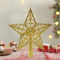 Christmas Hollow Star Tree Topper,Shatterproof Holiday Tree Decoration,Gold Silver Red Hollow Star for Christmas Tree Topper Indoor Outdoor Festive Party Decor for Home Office Display_Gold