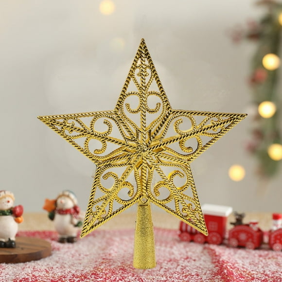 Dvkptbk Christmas Tree Topper, Xmas Glitter Gold Hollow Star Topper for Christmas Tree Decorations,