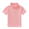 thumbnail image 4 of Linfrsh Boys Polo Shirt Short Sleeve School Uniform Blouse Toddler Spring Summer Shirt Casual Collared Shirts Holiday Plain Shirts for Boys Children(Pink,4-5 T), 4 of 7