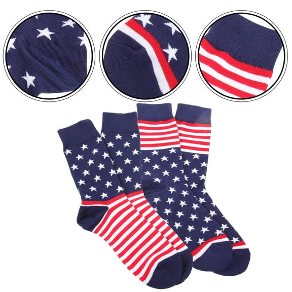 PAMINGONO 2Pairs National Flag Socks Multi Breathable Warmth Comfortable Elastic Tube Socks
