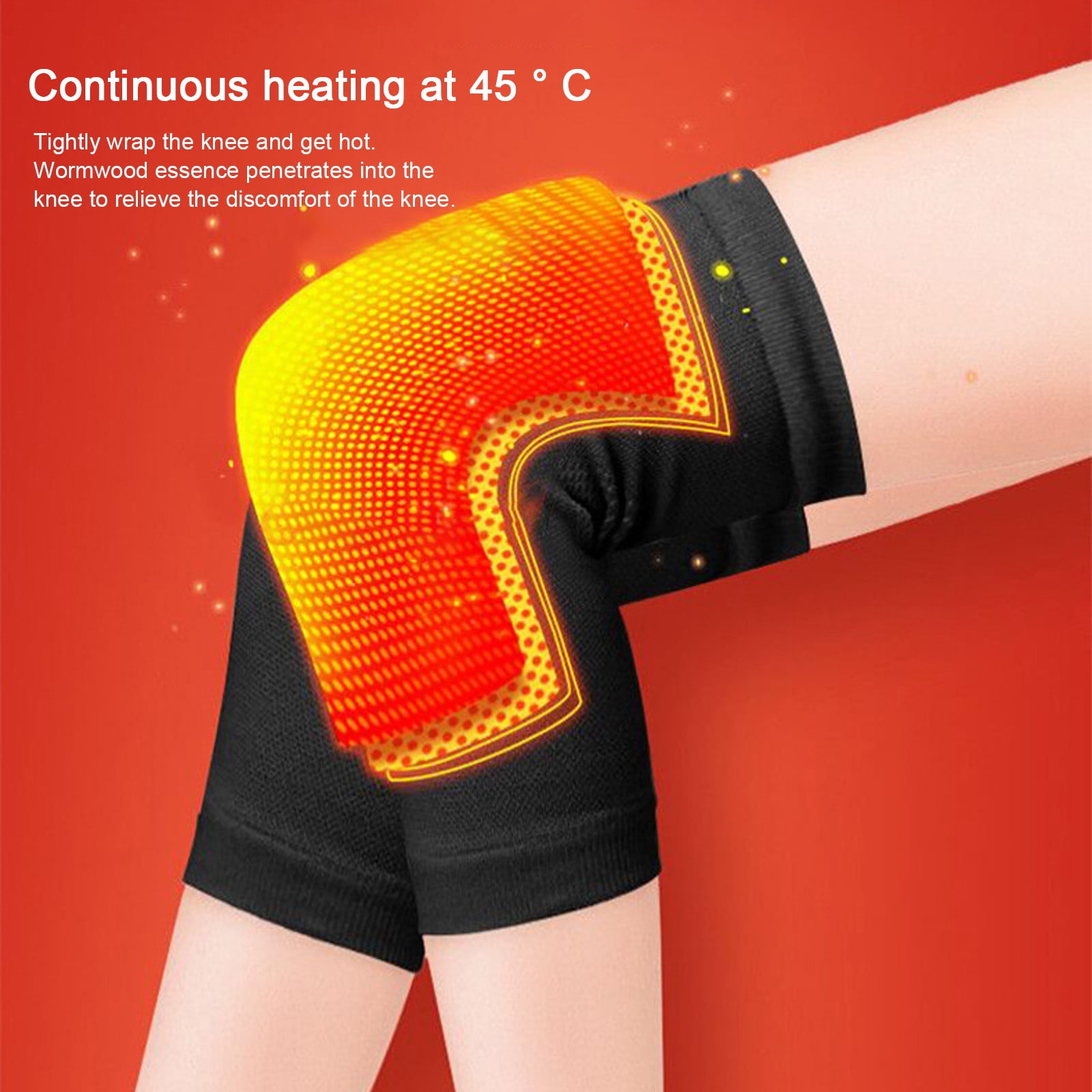 Idoravan Knee Brace for Men Women Winter Self-Heating Knee Protector Wormwood Hot Compress Cold Protection Knee Sleeve for Men/Women Black