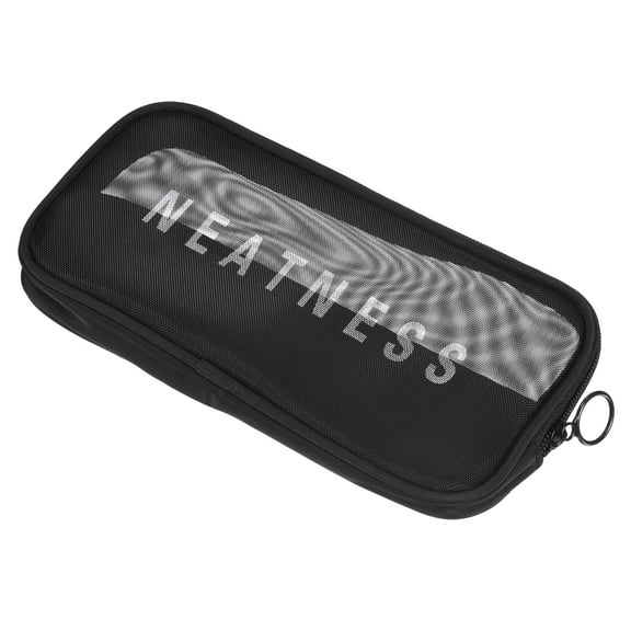 Uxcell 8.7"x4.3"x0.8" Travel Mesh Toiletry Bag Makeup Cosmetic Bag Zipper Pouch Black