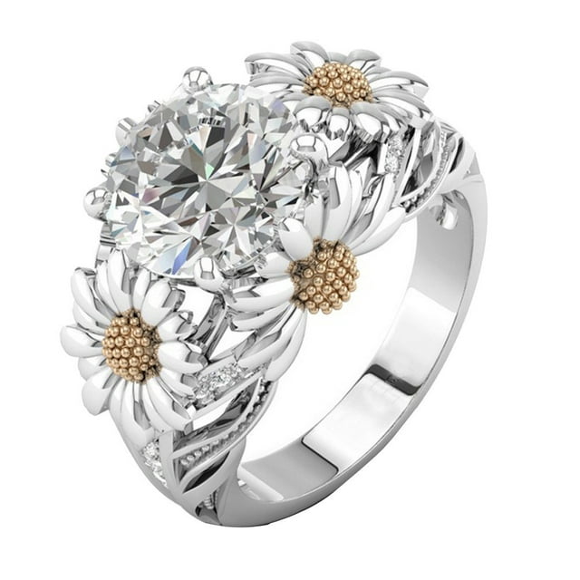 European And American Fashion Sunflower Diamond Ring