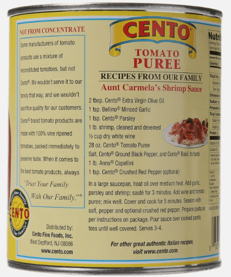 Cento  Cento Tomato Puree - 12x28OZ