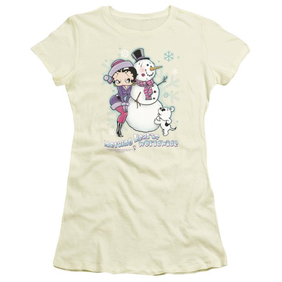 Betty Boop Melting Hearts S/S Junior Women's T-Shirt Sheer Cream