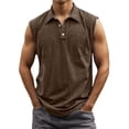 thumbnail image 2 of BUWTTED Tank Tops for Men Big Tall Sleeveless Muscle Gym Workout Running Beach Summer Vintage Button Up Tee Vest Brown Shirt S, 2 of 4