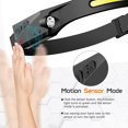 thumbnail image 4 of 2pcs USB Rechargeable LED Headlamp, Powerful LED Head Torch, Waterproof Camping COB Headlamp with Sensitive Sensor Mode for Hiking Cycling Walking Dog Fishing, 4 of 5