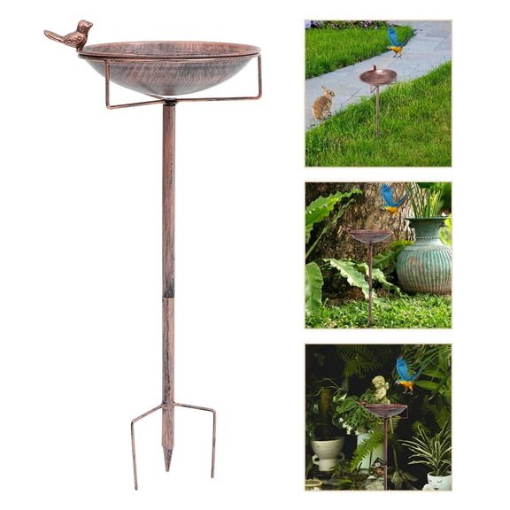 AURARMLET Metal Bird Bath with Stand Dual Function Feeder and Waterer for Garden Decor