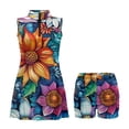 thumbnail image 3 of Yuyamidu Hippie Vintage Floral Golf Dress for Women Size XS with Built-in Shorts Active Exercise Athletic Dresses for Women Zipper Collared Sports Activewear Dress with Pockets, 3 of 7