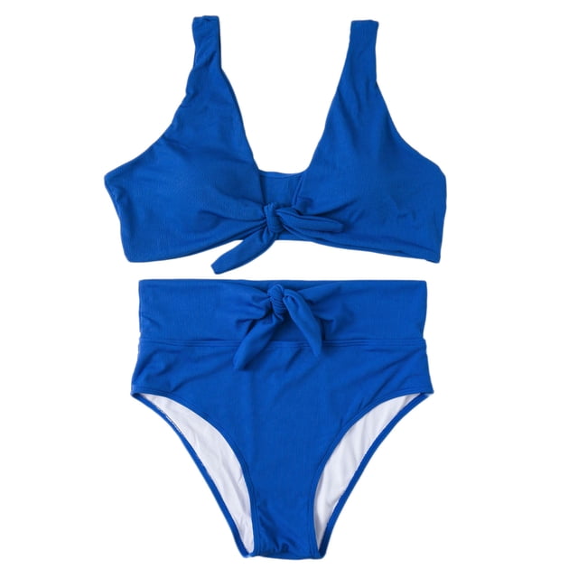 Women's Plus Size Swimsuits, Womens High Waisted Bikini Set Tie Knot High Rise Push Up Two Piece Swimsuits Oversized Bathing Suits L-4XL Quick Dry Bathing Suits Woman Clearance