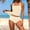 Khaki, variant on Bathing Suit for Women Bikini New Women Solid Color Backless Strap Bikini Swimsuit Bikini Color Blocking Off-Shoulder Set Style B-32 Pinks XXL