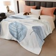 thumbnail image 3 of Blue Green Retro Leaves Fleece Throw Blanket for Couch, Rustic Botanical Watercolor Microfiber Flannel Blanket for All Season, Lightweight Soft Throw Blankets for Baby, Kids, Pets, 30"x40", 3 of 9