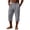 Gray, variant on 3/4 Capris For Men Elastic Waist Cotton Linen Blend Straight Leg Capri Pants With Small Leather Button Placket Patch Loose Wrinkle Texture Long Shorts Breathable Summer Cropped Trousers