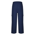 thumbnail image 6 of WAVSUF Regular Fit Cargo Pants for Men's Multiple Pockets Long Pants Tight Drawstring Elasticity Pants Navy Size M, 6 of 6