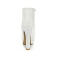 thumbnail image 2 of BLISSFUL STEP Women's Glitter Peep Toe Platform Block High Heel Boots White 10, 2 of 7