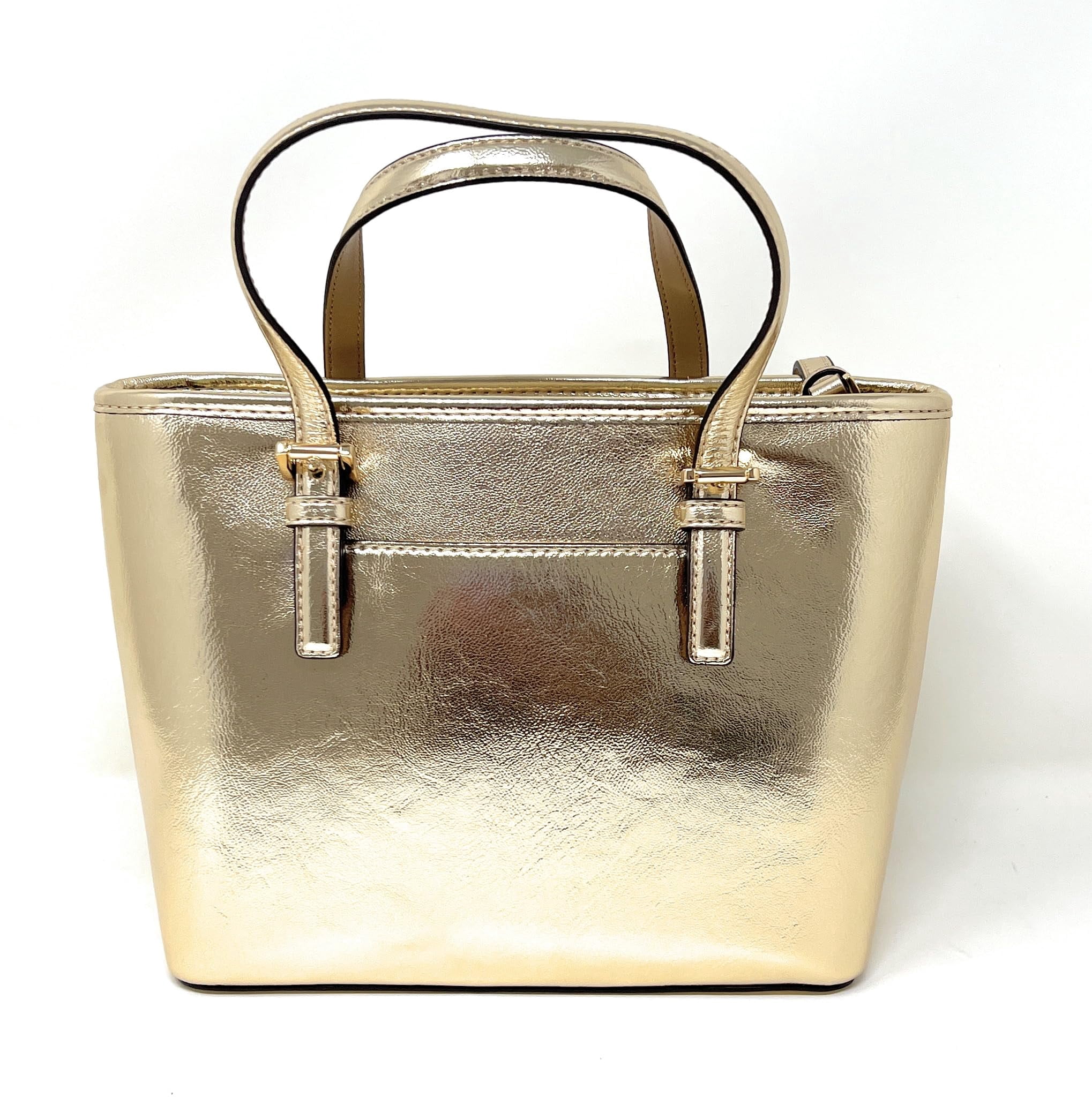 Michael Kors Metallic Smooth Leather Solid Print Carryall Tote Convertible Handbag, Gold
