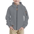 thumbnail image 3 of Falkdiz Hooded Sweatshirts for Boys With Pocket Outdoor Zip-up Warm Long Sleeve Casual Winter Solid Color Boys Tops Hoilday , Dark Gray , Size: 170, 3 of 5
