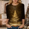 thumbnail image 2 of TTUHYWXI 3/4 Length Sleeve Womens Tops Christmas Loose Fit Crewneck T Shirts Cute Solid Three Quarter Length Tunic Tops (Brown, M), 2 of 4